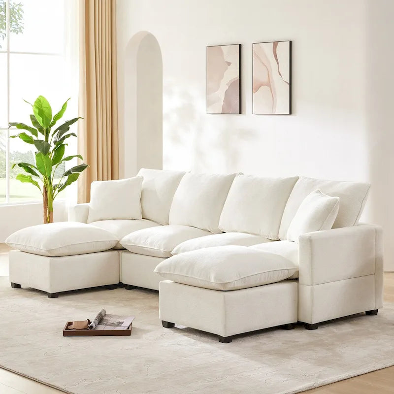 Modernes modulares U-förmiges Sofa für 6 Personen, Ecksofa-Set mit 2 Kissen