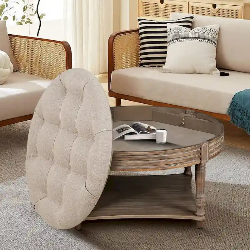 Großer runder Ottoman-Couchtisch