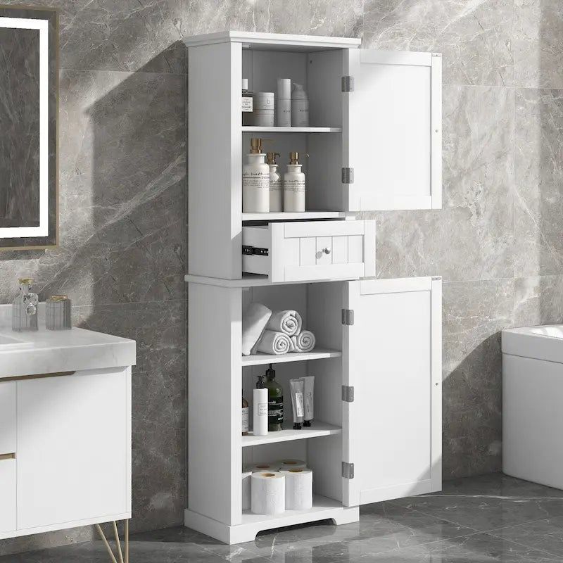 Hoher Badezimmerschrank mit Schublade und verstellbarem Einlegeboden