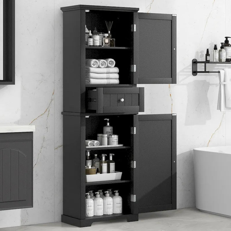 Hoher Badezimmerschrank mit Schublade und verstellbarem Einlegeboden