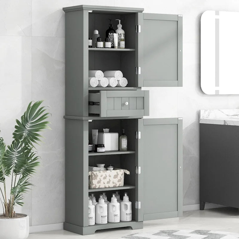 Hoher Badezimmerschrank mit Schublade und verstellbarem Einlegeboden
