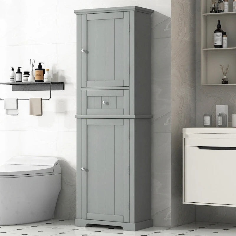 Hoher Badezimmerschrank mit Schublade und verstellbarem Einlegeboden