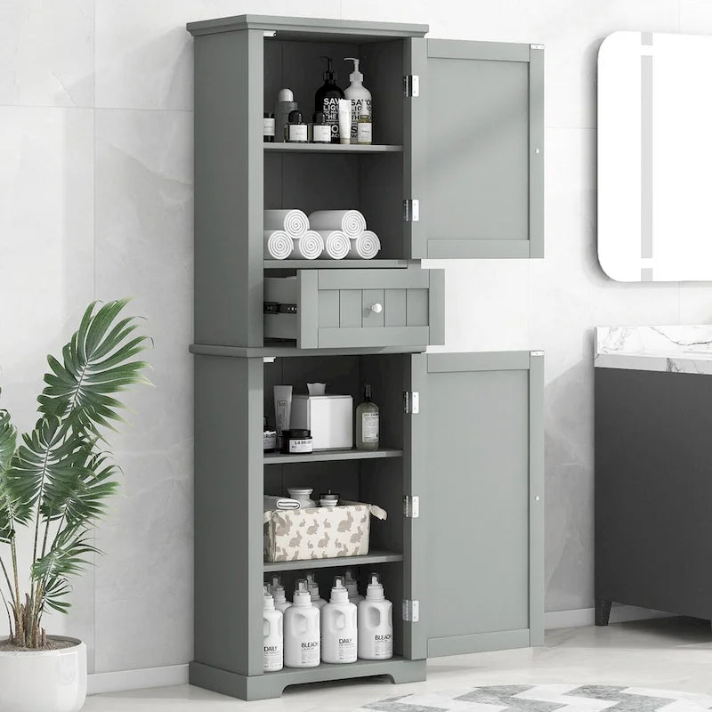 Hoher Badezimmerschrank mit Schublade und verstellbarem Einlegeboden