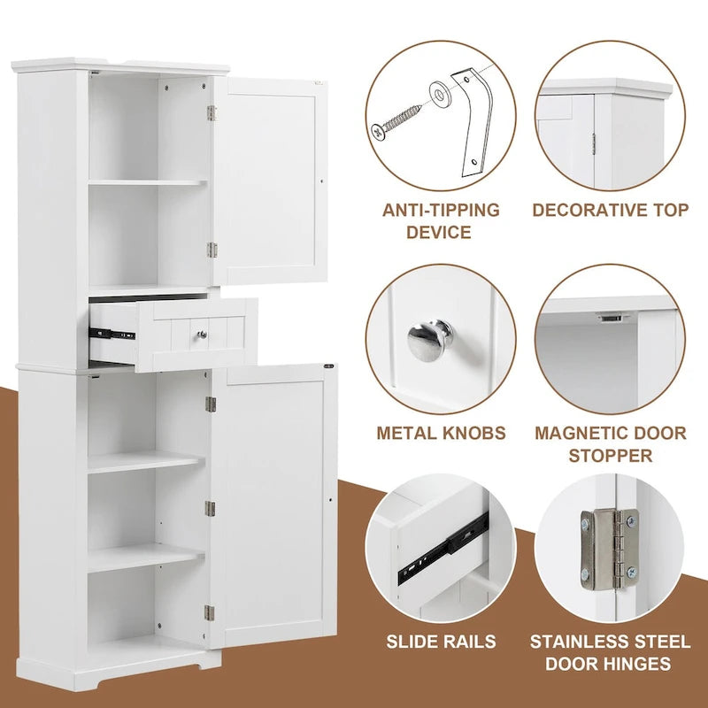 Hoher Badezimmerschrank mit Schublade und verstellbarem Einlegeboden