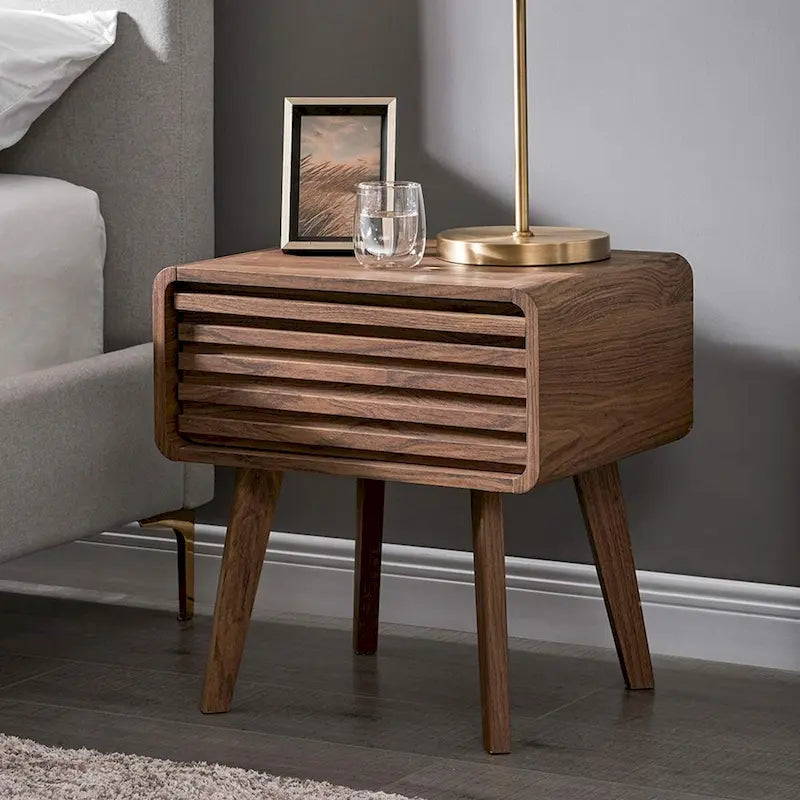 Nachttisch, Beistelltisch, kleiner Tisch, Nachttisch im modernen Mid-Century-Stil, Nachttische, kleiner Nachttisch mit Schubladen