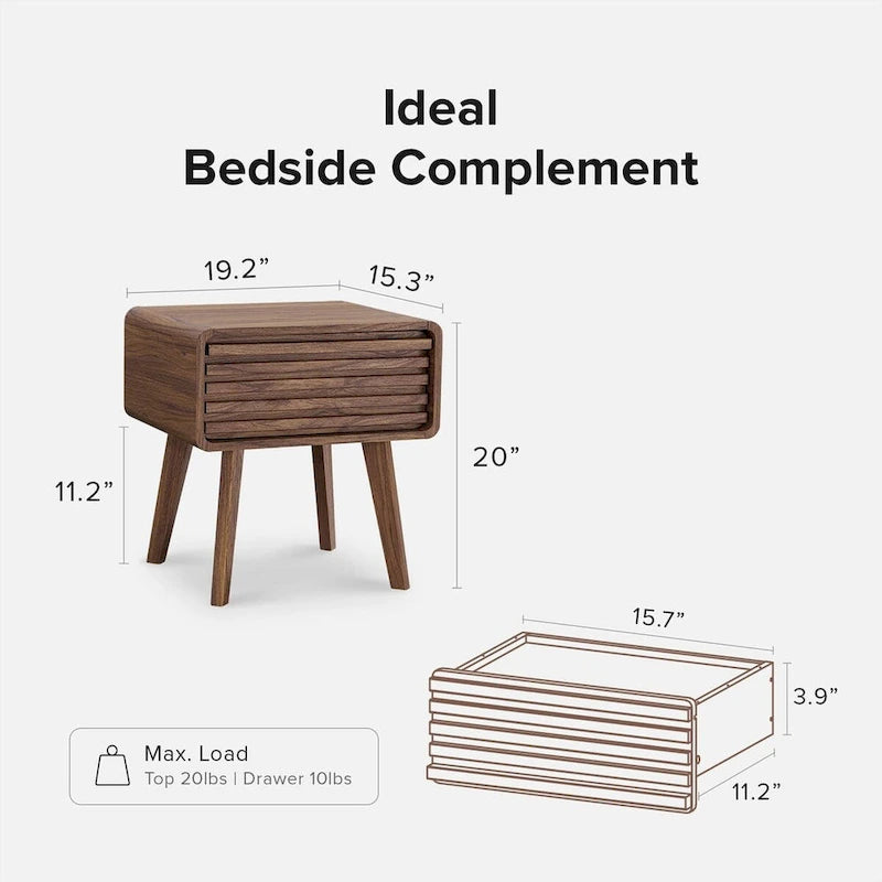 Nachttisch, Beistelltisch, kleiner Tisch, Nachttisch im modernen Mid-Century-Stil, Nachttische, kleiner Nachttisch mit Schubladen
