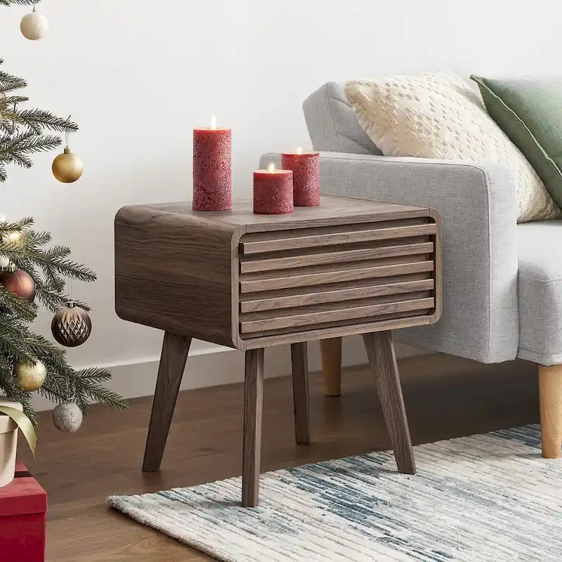 Nachttisch, Beistelltisch, kleiner Tisch, Nachttisch im modernen Mid-Century-Stil, Nachttische, kleiner Nachttisch mit Schubladen