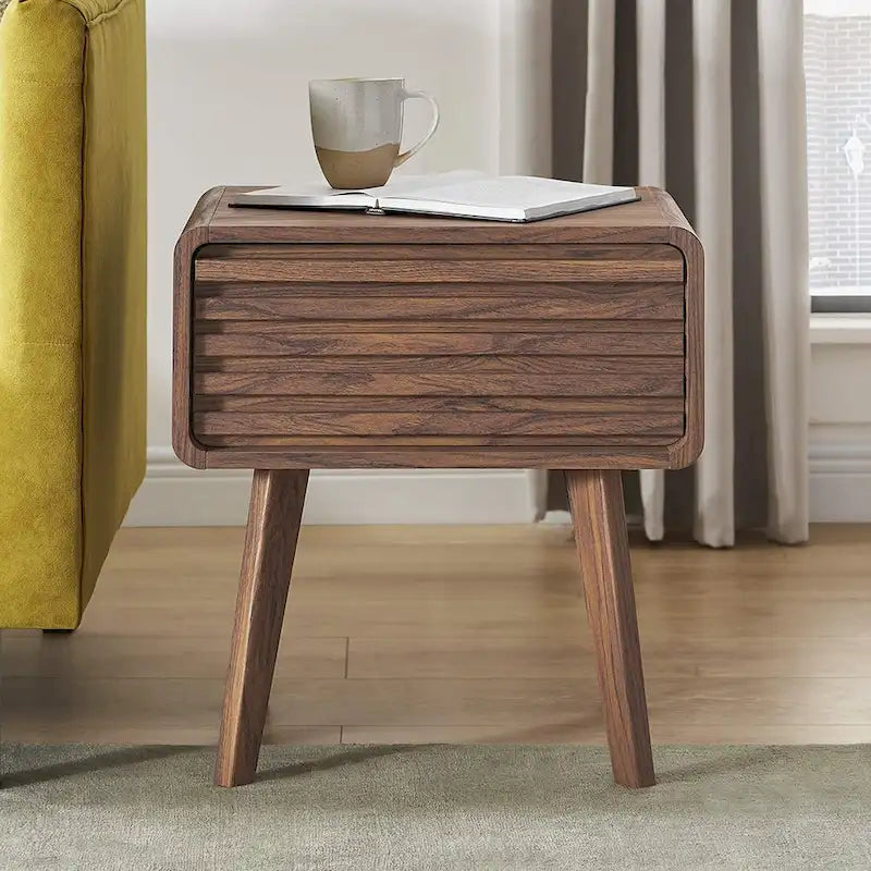 Nachttisch, Beistelltisch, kleiner Tisch, Nachttisch im modernen Mid-Century-Stil, Nachttische, kleiner Nachttisch mit Schubladen