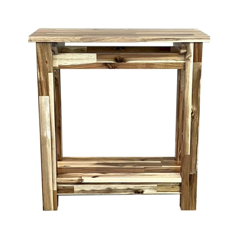 Table architecturale pour fauteuil inclinable en bois d’acacia avec étagère