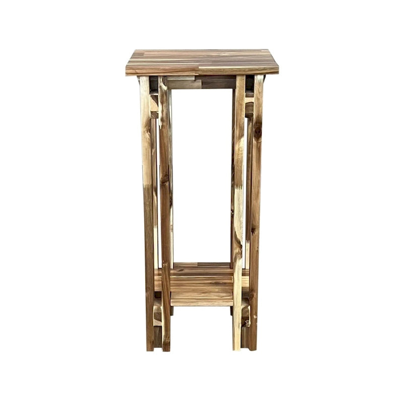 Table architecturale pour fauteuil inclinable en bois d’acacia avec étagère