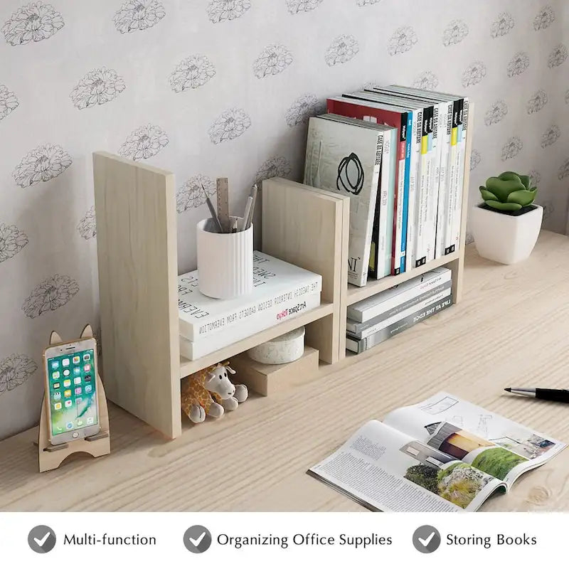 Schreibtisch-Organizer aus Holz mit Ablage und Stauraum