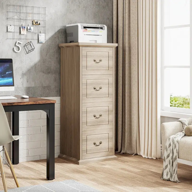 Aktenschrank, 51-Inch hoch, mit 4 Schubladen, vertikaler Aktenschrank aus Holz für A4-/Letter-Format