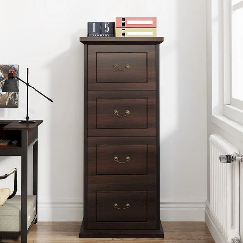Archivador alto de 51 pulgadas con 4 cajones, archivador vertical de madera para tamaño A4 /Carta