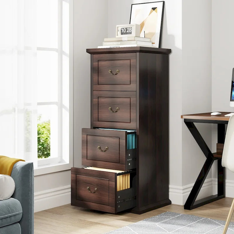 Aktenschrank, 51-Inch hoch, mit 4 Schubladen, vertikaler Aktenschrank aus Holz für A4-/Letter-Format