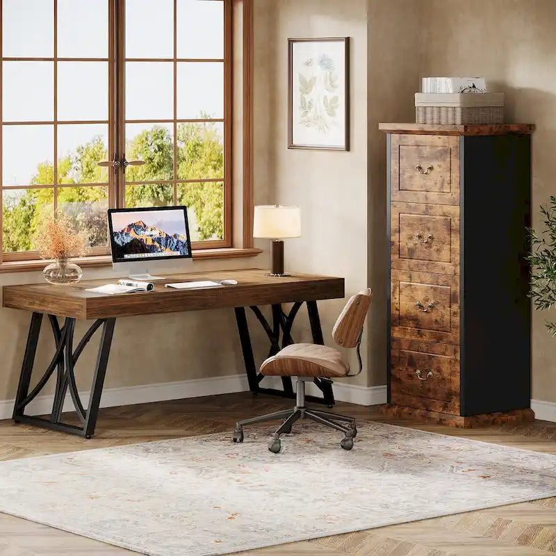 Aktenschrank, 51-Inch hoch, mit 4 Schubladen, vertikaler Aktenschrank aus Holz für A4-/Letter-Format