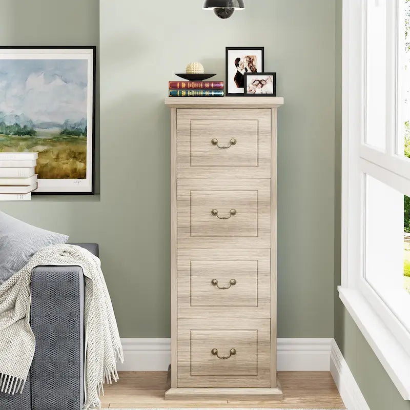 Aktenschrank, 51-Inch hoch, mit 4 Schubladen, vertikaler Aktenschrank aus Holz für A4-/Letter-Format