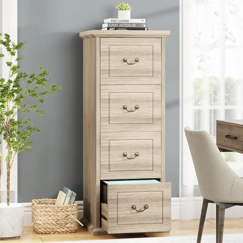 Aktenschrank, 51-Inch hoch, mit 4 Schubladen, vertikaler Aktenschrank aus Holz für A4-/Letter-Format