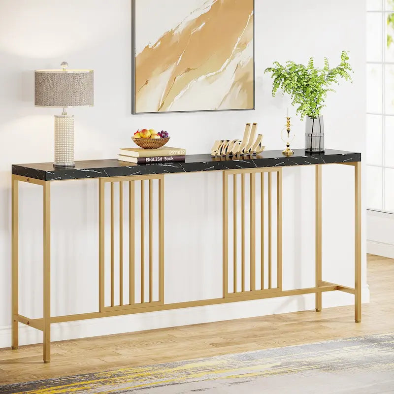 70.9 Zoll Konsolentisch für das Sofa mit offenem Ablagefach, schmaler, extra langer Sofatisch im Industrial-Stil, Flurtisch hinter dem Sofa