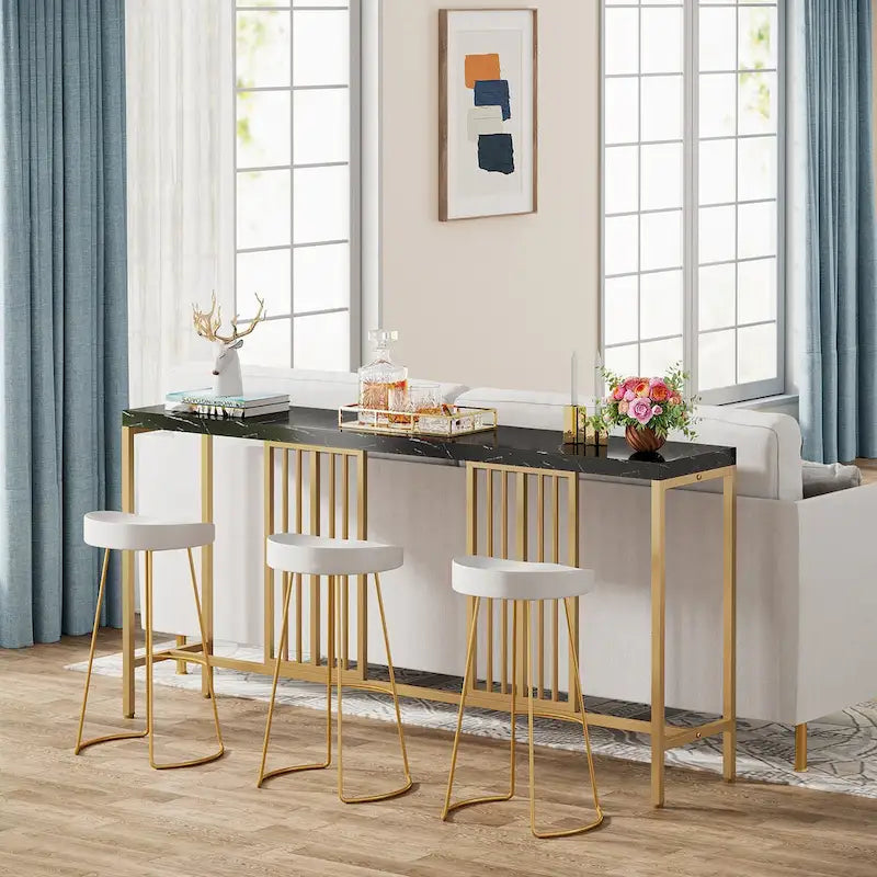 Console de canapé de 70.9 pouces avec étagère de rangement ouverte, style industriel, table étroite extra-longue pour canapé, table d’entrée derrière le canapé