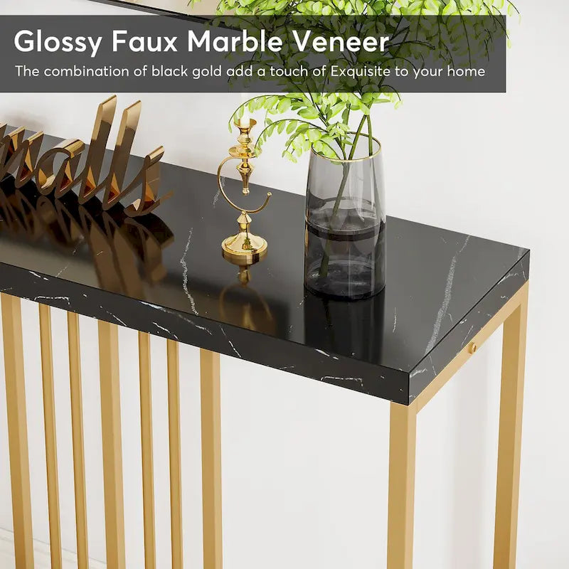 Console de canapé de 70.9 pouces avec étagère de rangement ouverte, style industriel, table étroite extra-longue pour canapé, table d’entrée derrière le canapé