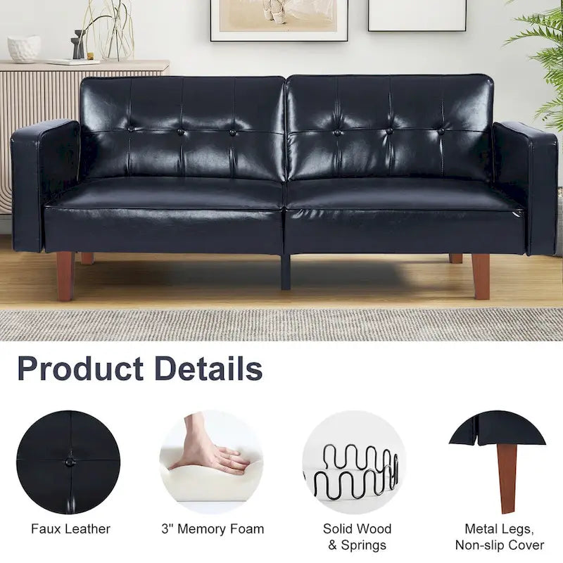 Futon-Schlafsofa mit Memory-Schaumstoff, umwandelbares Schlafsofa für das Wohnzimmer - 68.11*30.11*28.74