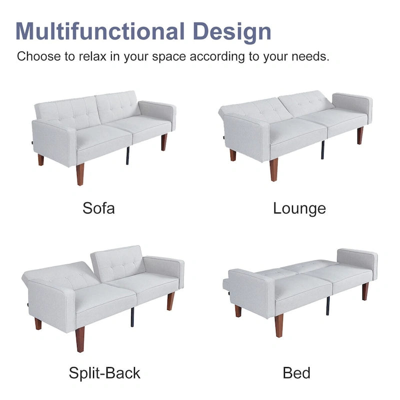 Canapé-lit futon convertible avec matelas en mousse à mémoire de forme pour le salon - 68.11*30.11*28.74