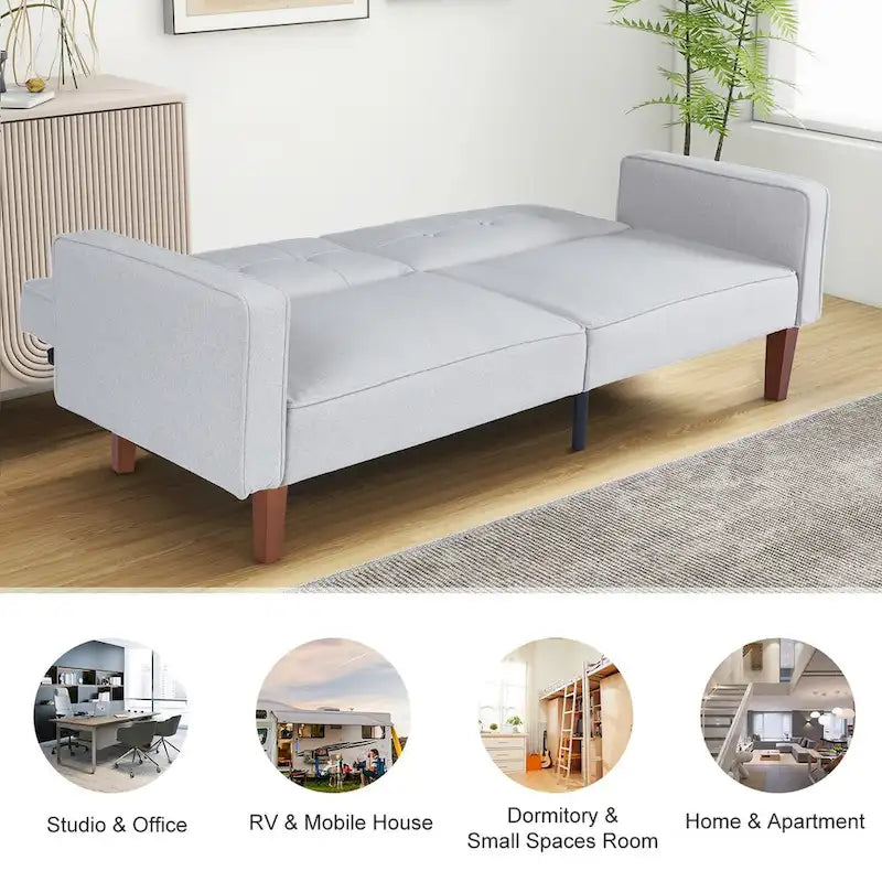 Canapé-lit futon convertible avec matelas en mousse à mémoire de forme pour le salon - 68.11*30.11*28.74