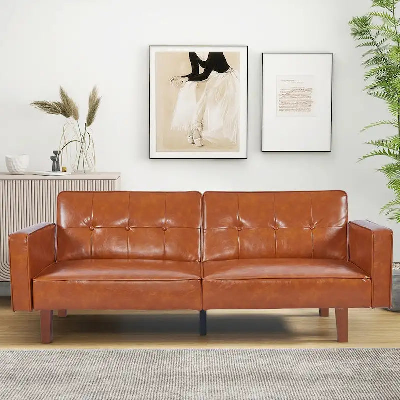 Canapé-lit futon convertible avec matelas en mousse à mémoire de forme pour le salon - 68.11*30.11*28.74