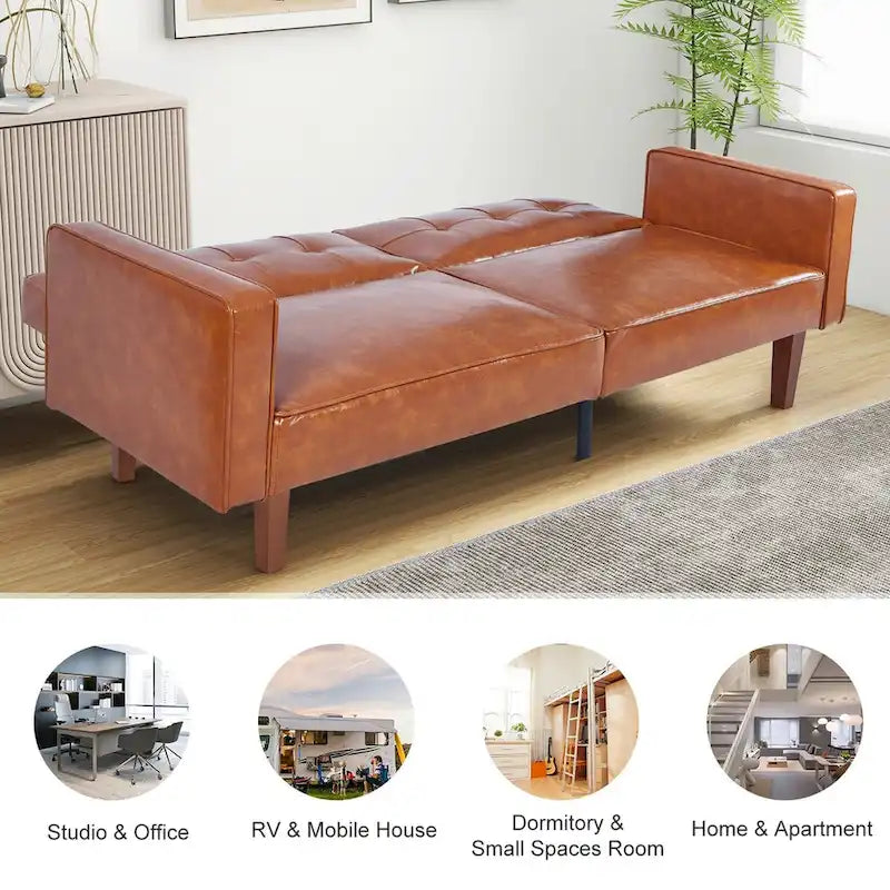 Canapé-lit futon convertible avec matelas en mousse à mémoire de forme pour le salon - 68.11*30.11*28.74