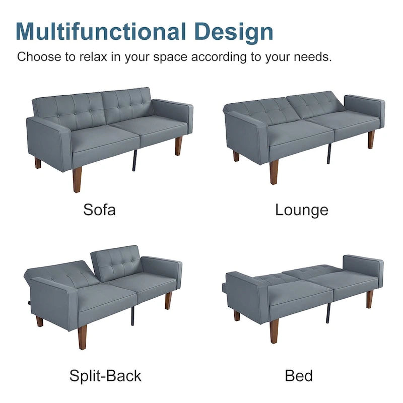 Canapé-lit futon convertible avec matelas en mousse à mémoire de forme pour le salon - 68.11*30.11*28.74