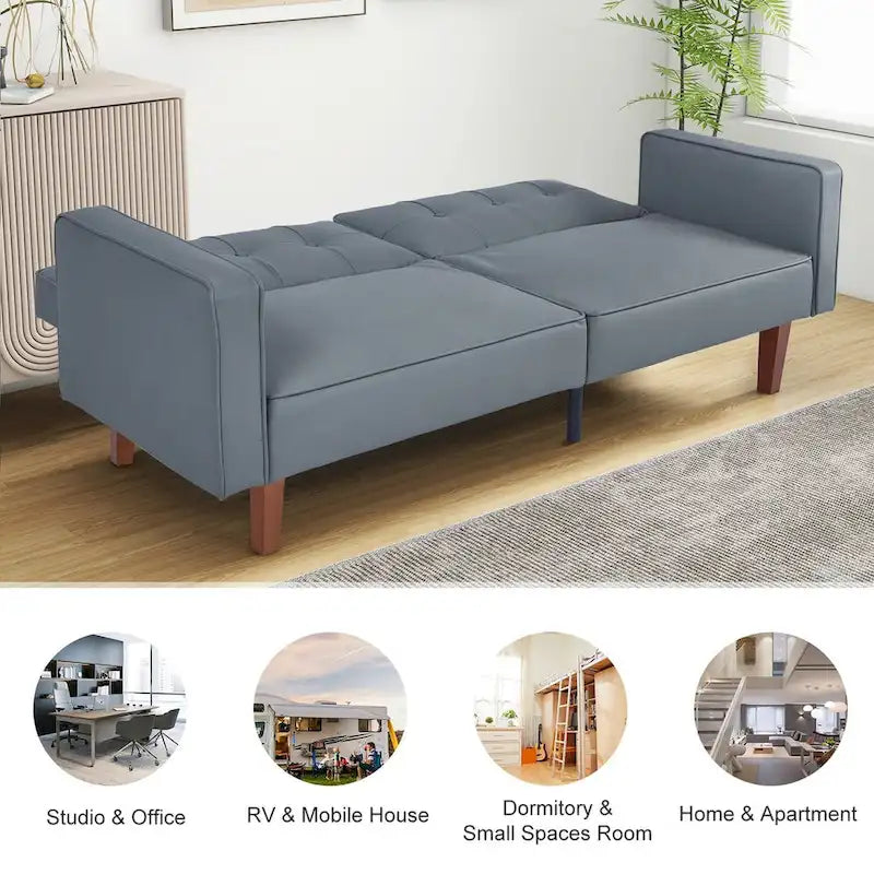 Canapé-lit futon convertible avec matelas en mousse à mémoire de forme pour le salon - 68.11*30.11*28.74