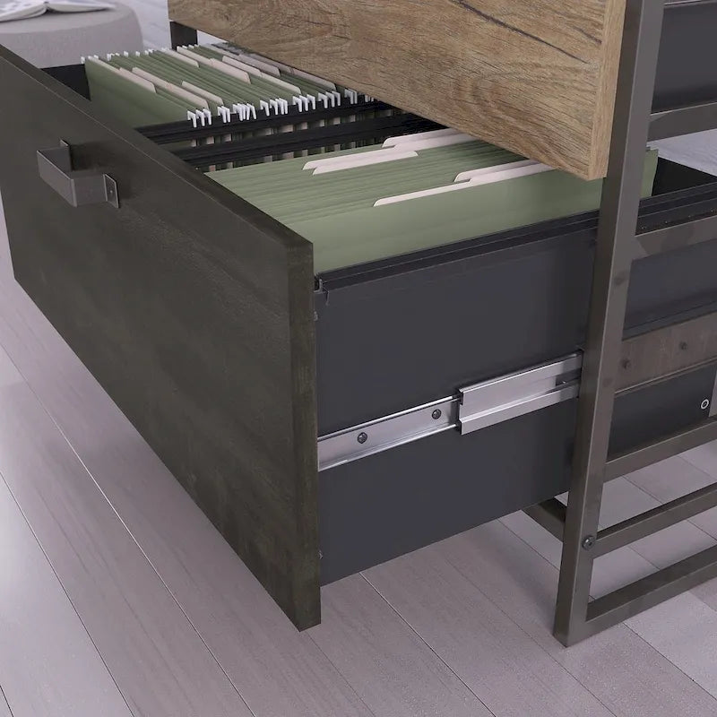 Seitlicher Aktenschrank in rustikalem Grau