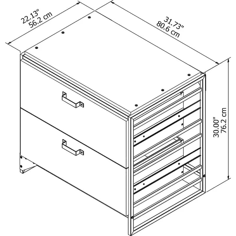 Seitlicher Aktenschrank in rustikalem Grau