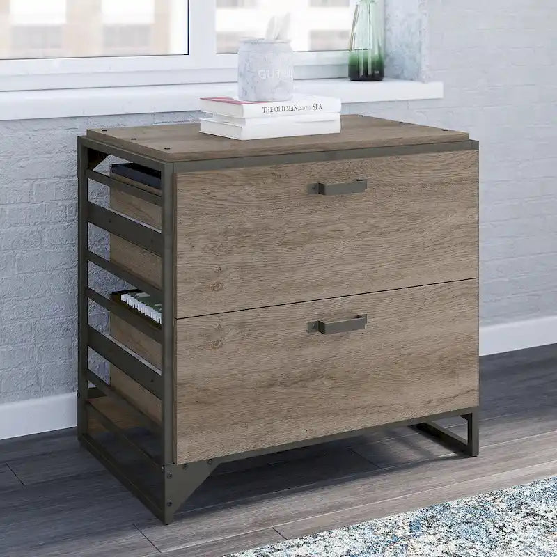 Seitlicher Aktenschrank in rustikalem Grau