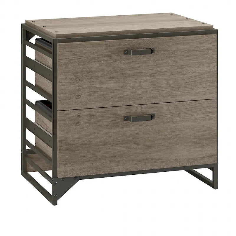 Seitlicher Aktenschrank in rustikalem Grau