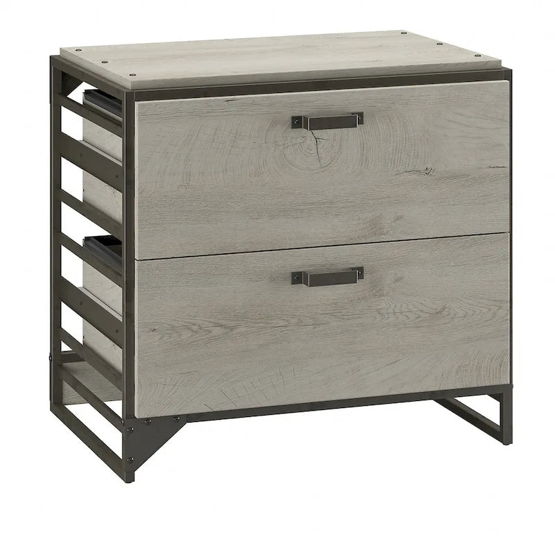 Seitlicher Aktenschrank in rustikalem Grau